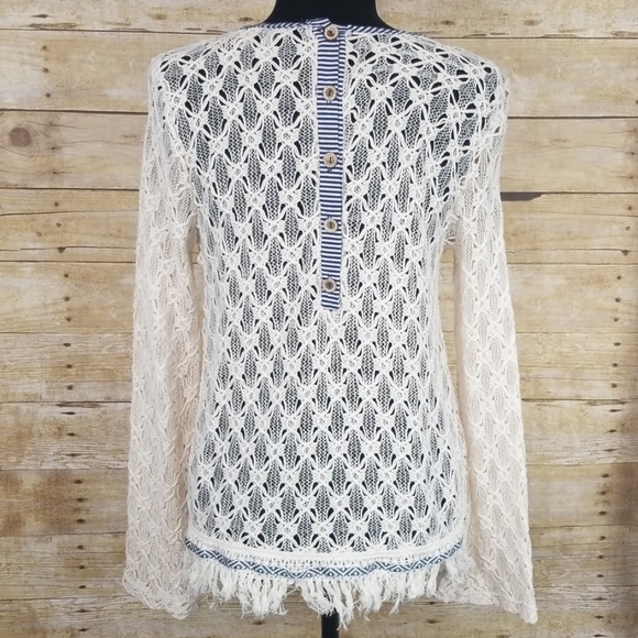 Gimmicks By BKE Boho Crochet Top With Fringe - Picture 6 of 7
